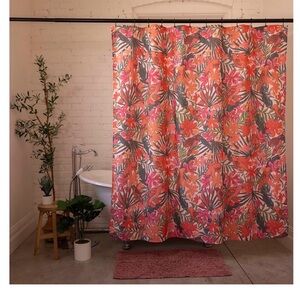 Floral Shower Curtain - Pink and Orange
